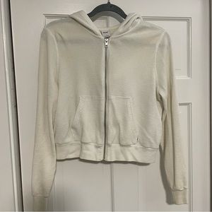 TNA white waffle zip hoodie